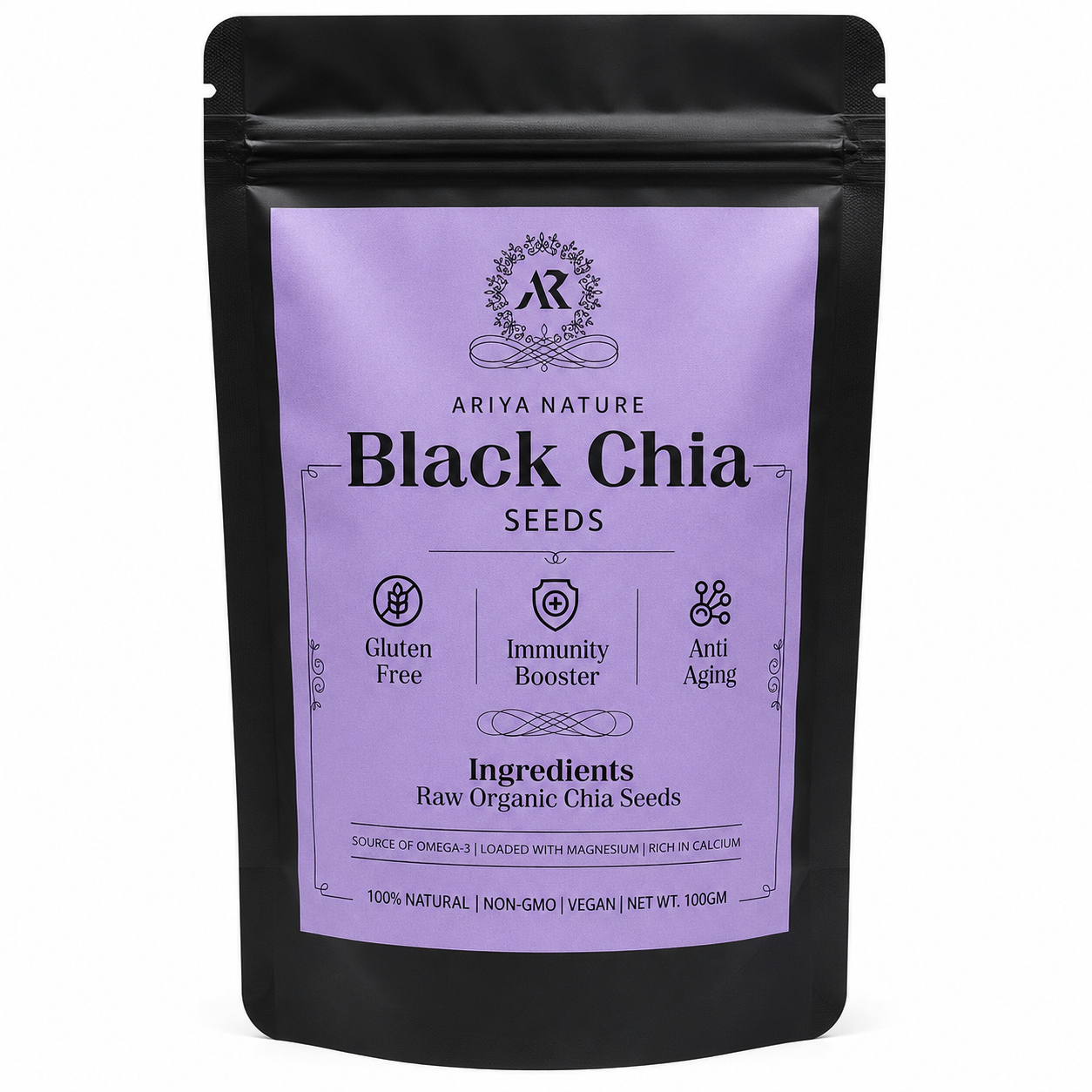 Ariya Nature Black Chia Seeds 100g | Premium Natural Non-GMO Chia Seeds