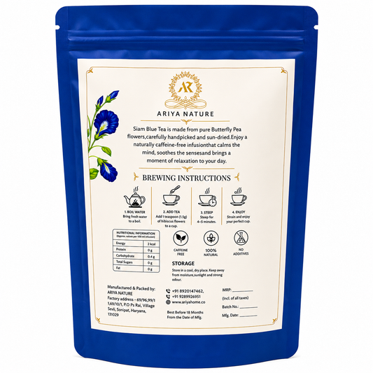 Ariya Nature Siam Blue Tea 50g | Premium Butterfly Pea Flower Herbal Tea