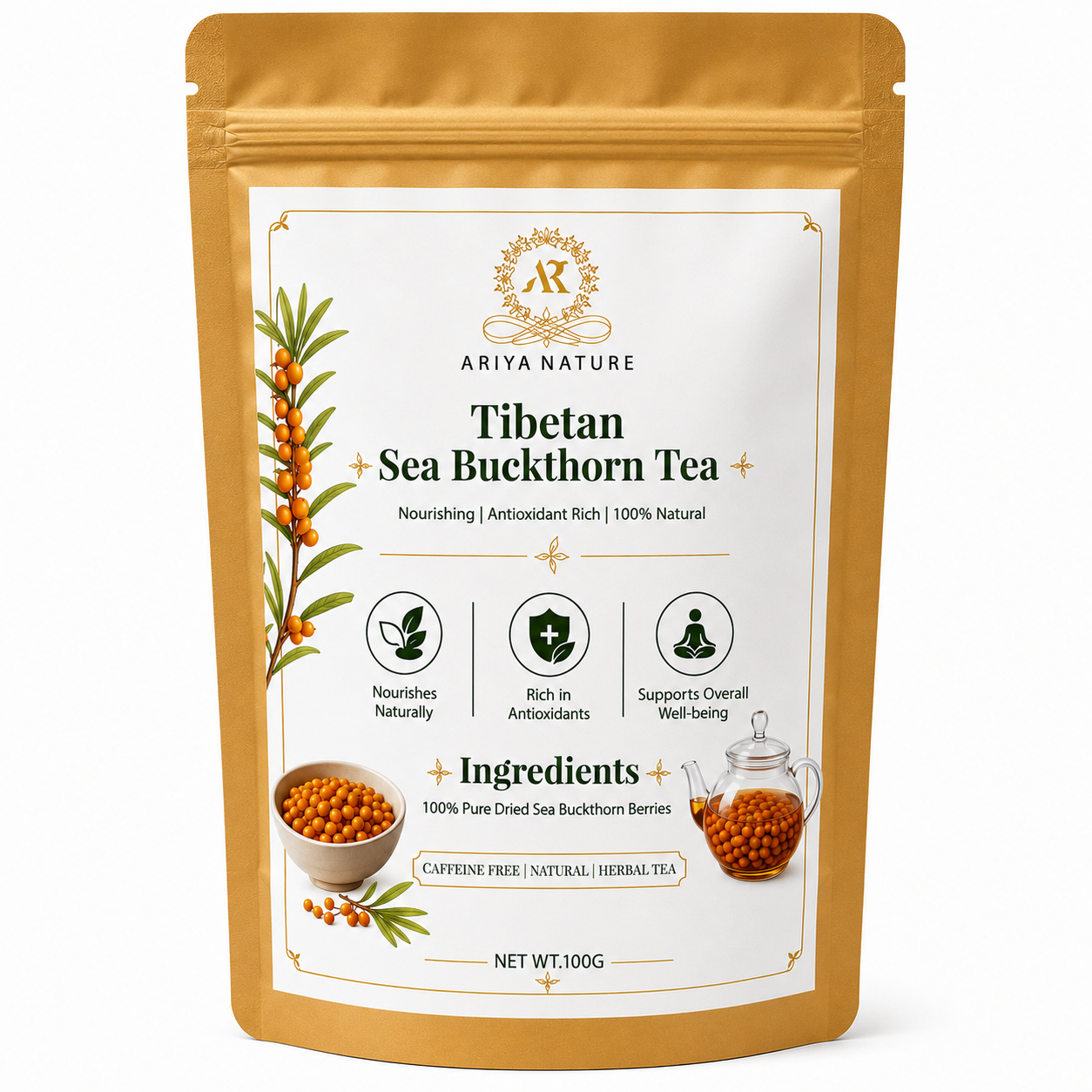 Ariya Nature Tibetan Sea Buckthorn Tea 100g| Premium Natural Herbal Tea