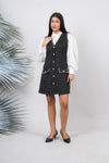 Ariya Threads Black Diamond Tweed Dress with Elegant Modern Detailing