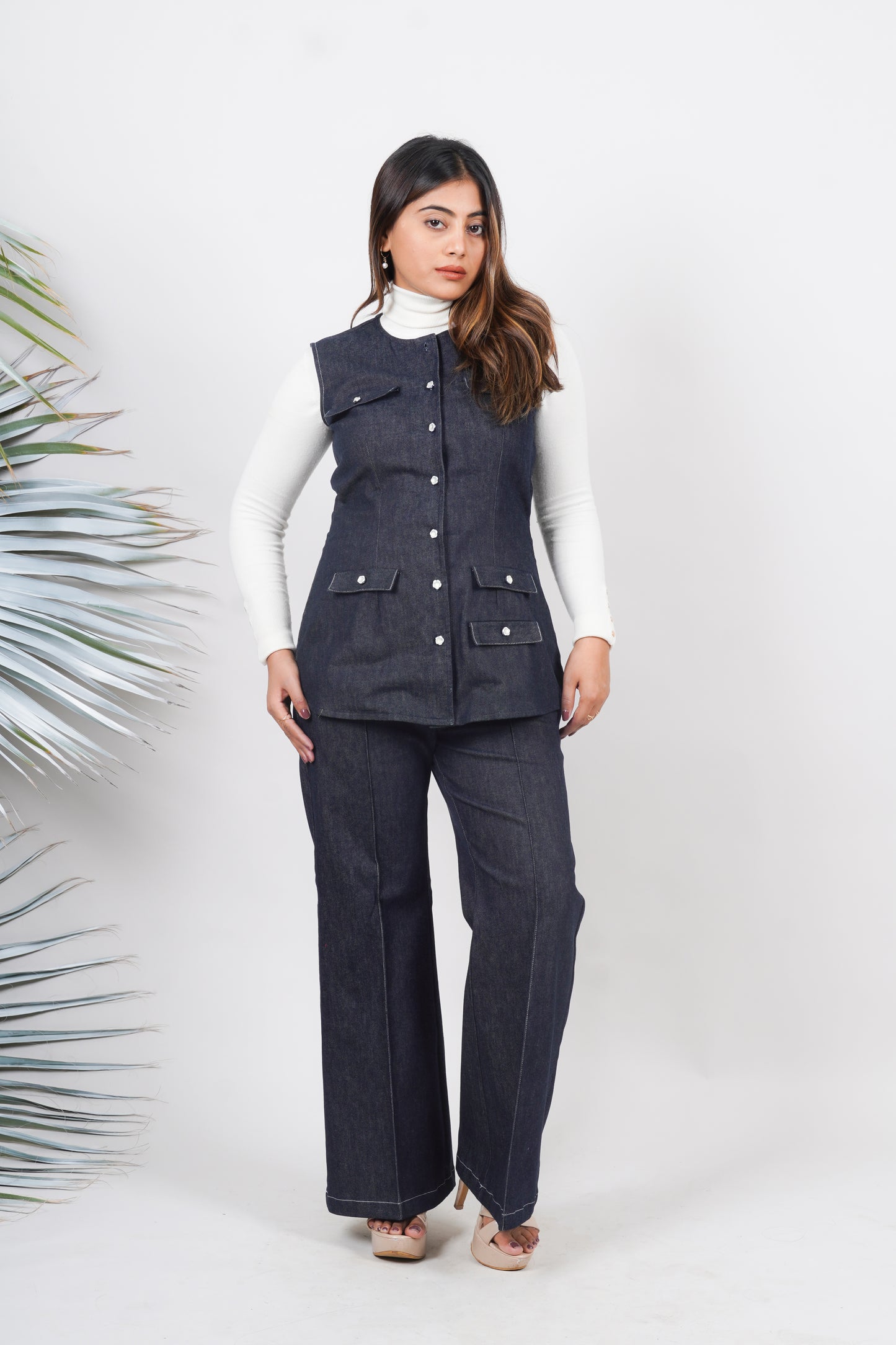 Ariya Threads Women’s Sleeveless Denim Co-Ord Set