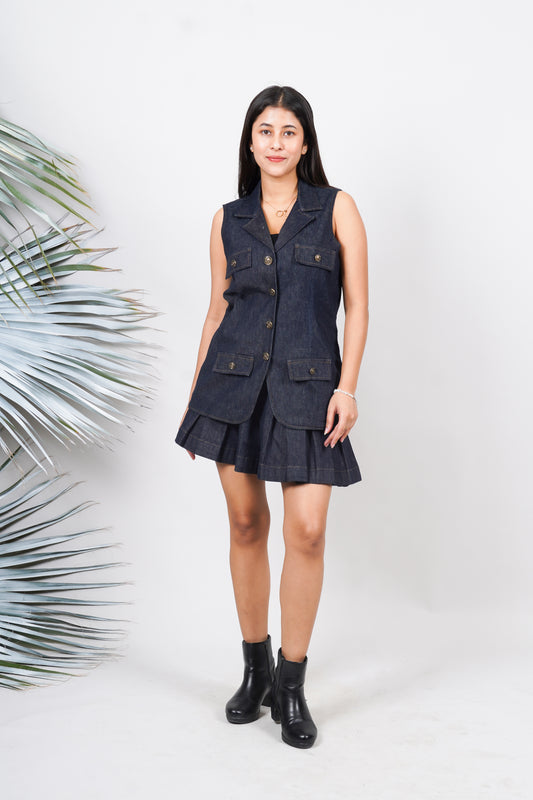 Ariya Threads Women’s Denim Sleeveless Co-ord Set