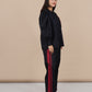 Ariya Threads Women’s Black Co-Ord Set with Red Sequin Pocket & Contrast Stripe Pants