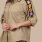Ariya Threads Women’s Co-Ord Set with Handcrafted Crochet Detail | Shirt & Straight Pants
