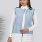 Ariya Threads Blue Frost Tweed Fur Jacket – Winter Warm Stylish