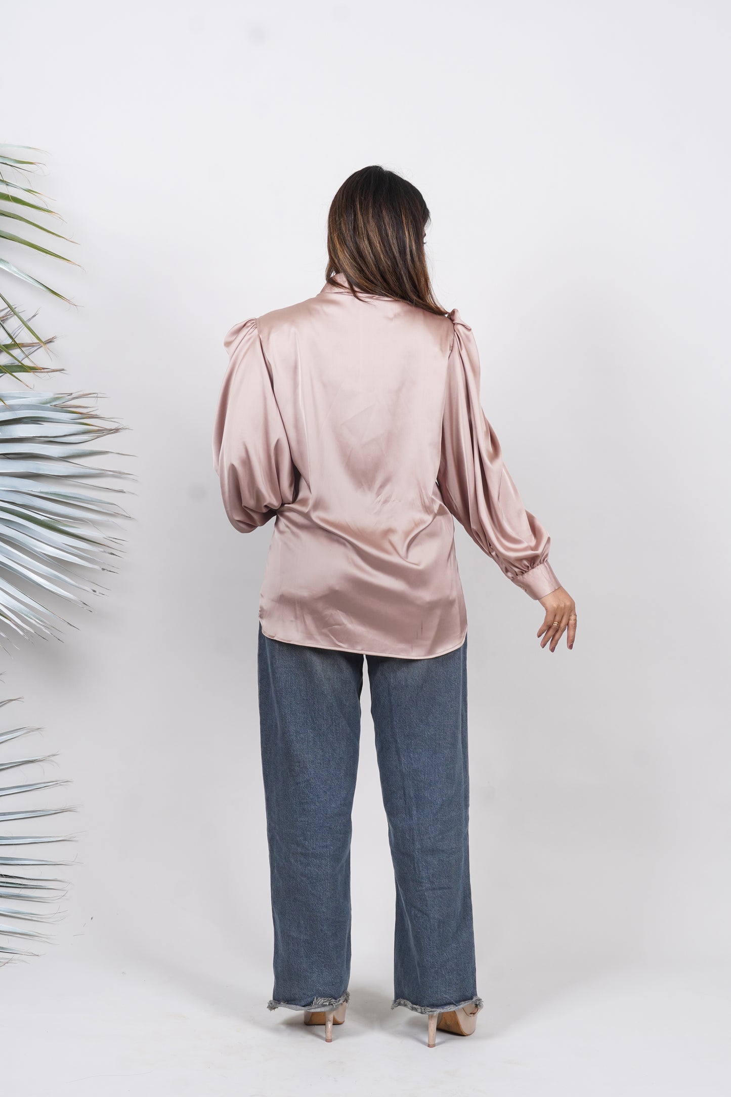 Ariya Threads Ruffle Detail Satin Shirt – Stylish Party & Formal Wear