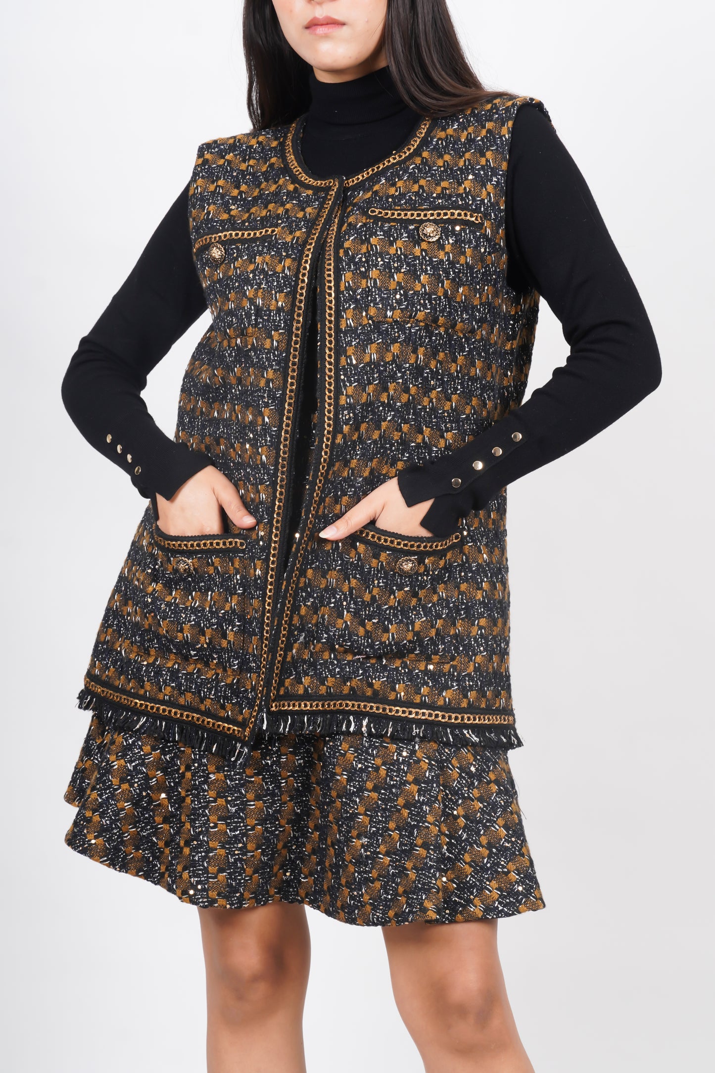 Ariya Threads Regal Chain Tweed Co-Ord Set | Premium Fashion