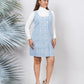 Ariya Threads Blue Mist Tweed Dress with Elegant Modern Chic Detailing