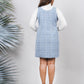 Ariya Threads Blue Mist Tweed Dress with Elegant Modern Chic Detailing