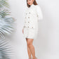 Ariya Threads Ivory Gold Tweed Double-Breasted Dress for Elegant Style