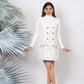 Ariya Threads Ivory Gold Tweed Double-Breasted Dress for Elegant Style