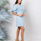 Ariya Threads Women’s Sky Blue Textured Ruffle-Sleeve Mini Shift Dress