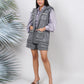 Ariya Threads Grey Glimmer Pearl Trim Co-Ord | Elegant Set