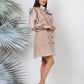 Ariya Threads Golden Beige Luxe Tweed Dress with Elegant Pearl Detailing