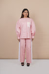Ariya Threads Women’s Blush Pink Co-Ord Set with Puff Sleeves & Sequin Pocket