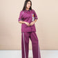 Ariya Threads Women’s Statement Co-Ord Set with Handcrafted Crochet Patch – Wine