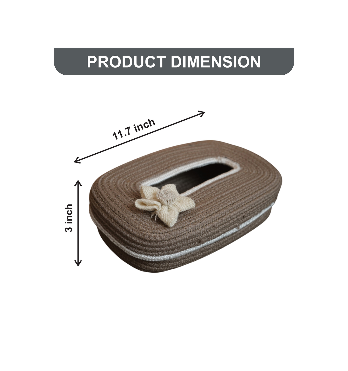 Ariya Cotton Tissue Box Holder – Oval Beige - White Line