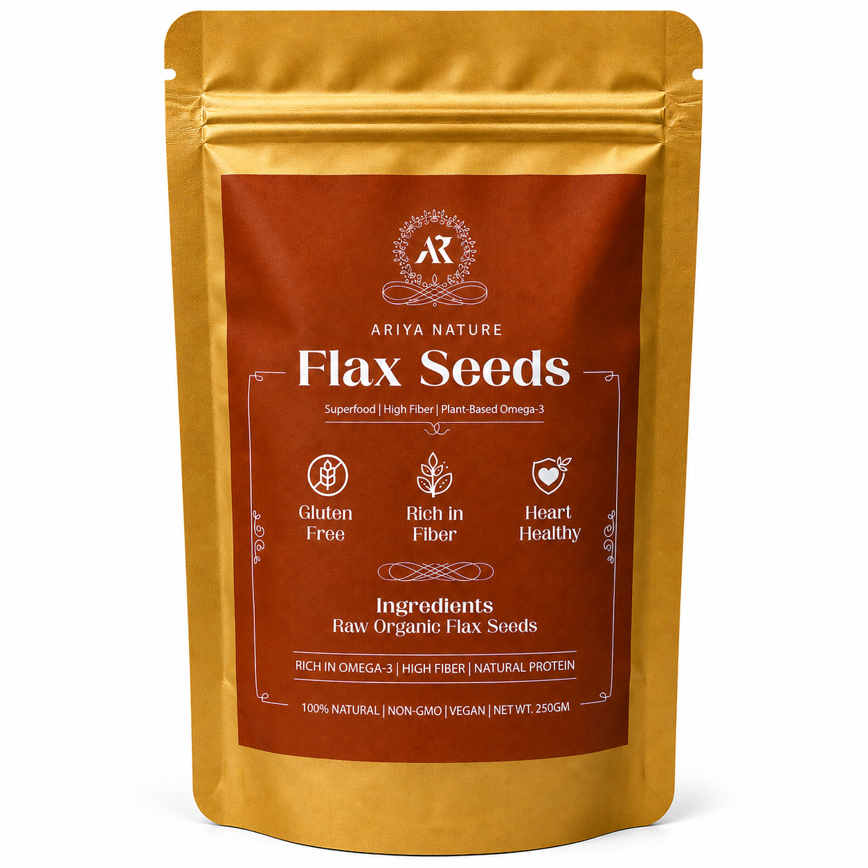 Ariya Nature Flax Seeds 250 Gram| Premium Natural Non-GMO Raw Flax Seeds