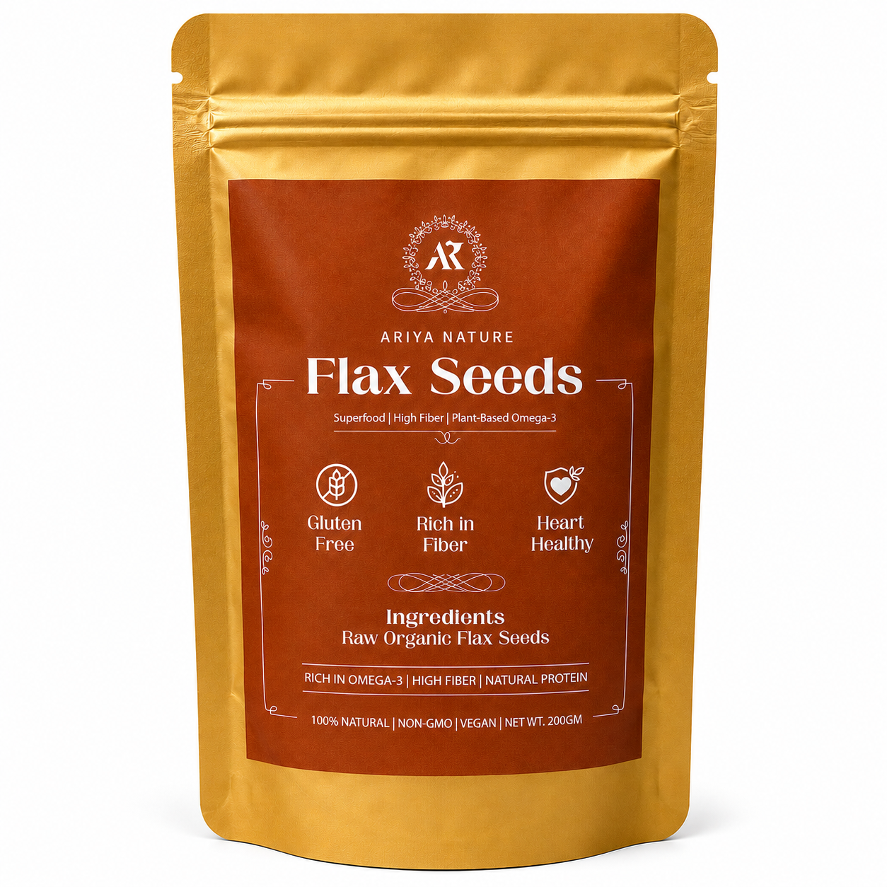 Ariya Nature Flax Seeds 200 Gram| Premium Natural Non-GMO Raw Flax Seeds
