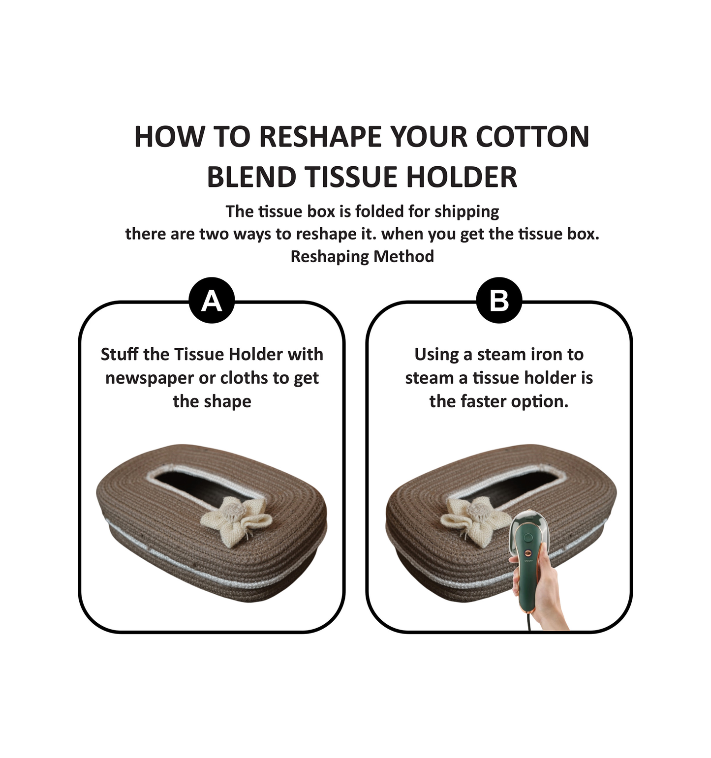 Ariya Cotton Tissue Box Holder – Oval Beige - White Line