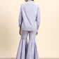 Ariya Threads Women’s Lavender Embroidered Shirt & Ruffle Flared Pants Co-ord Set