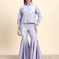 Ariya Threads Women’s Lavender Embroidered Shirt & Ruffle Flared Pants Co-ord Set