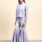 Ariya Threads Women’s Lavender Embroidered Shirt & Ruffle Flared Pants Co-ord Set