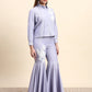 Ariya Threads Women’s Lavender Embroidered Shirt & Ruffle Flared Pants Co-ord Set