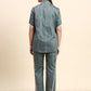 Ariya Threads Women’s Sage Green Contrast-Piping Shirt & Straight-Leg Pants Co-ord Set