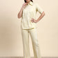 Ariya Threads Women’s Butter Yellow Contrast-Piping Shirt & Straight-Leg Pants Co-ord Set