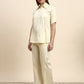 Ariya Threads Women’s Butter Yellow Contrast-Piping Shirt & Straight-Leg Pants Co-ord Set