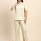 Ariya Threads Women’s Butter Yellow Contrast-Piping Shirt & Straight-Leg Pants Co-ord Set