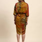 Ariya Threads Women’s Multicolour Tie-Dye Belted Shirt Dress with Balloon Sleeves