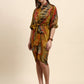 Ariya Threads Women’s Multicolour Tie-Dye Belted Shirt Dress with Balloon Sleeves