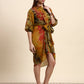 Ariya Threads Women’s Multicolour Tie-Dye Belted Shirt Dress with Balloon Sleeves