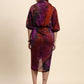Ariya Threads Women’s Purple & Rust Abstract-Print Belted Asymmetric Shirt Dress
