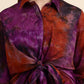Ariya Threads Women’s Purple & Rust Abstract-Print Belted Asymmetric Shirt Dress