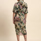 Ariya Threads Women’s Multicolour Floral-Print Belted Asymmetric Shirt Dress