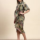 Ariya Threads Women’s Multicolour Floral-Print Belted Asymmetric Shirt Dress