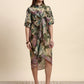 Ariya Threads Women’s Multicolour Floral-Print Belted Asymmetric Shirt Dress
