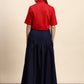Ariya Threads Women’s Red Cropped Shirt & Navy Pleated Maxi Skirt Co-ord Set