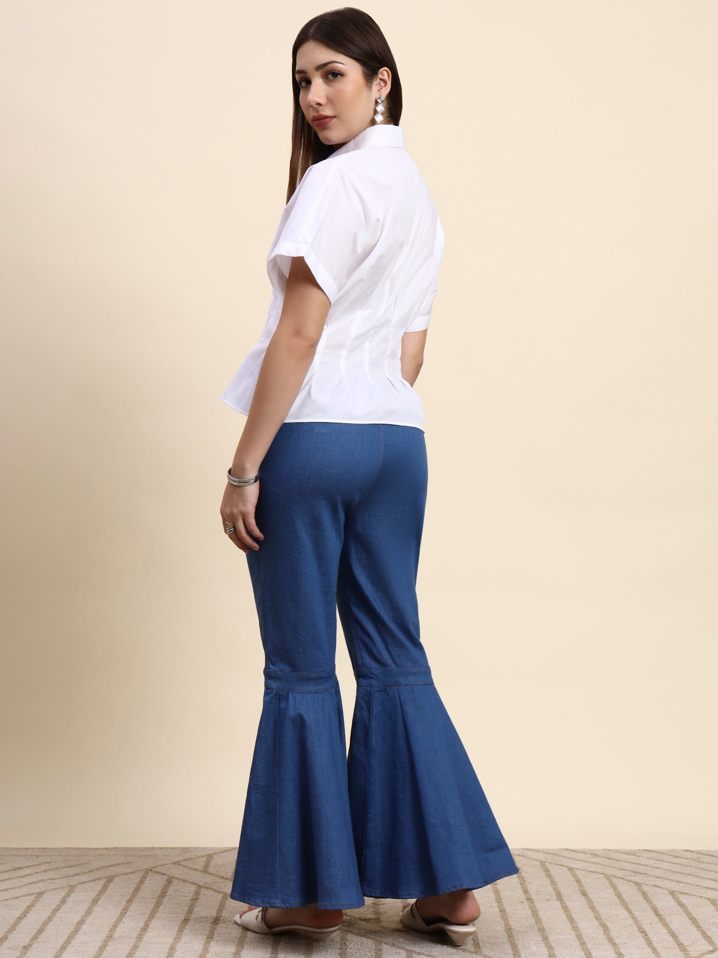 Ariya Threads Azure White Flare Co-ord Set