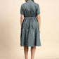 Ariya Threads Women’s Sage Green A-Line Shirt Dress with Contrast Detailing