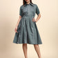 Ariya Threads Women’s Sage Green A-Line Shirt Dress with Contrast Detailing