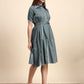 Ariya Threads Women’s Sage Green A-Line Shirt Dress with Contrast Detailing