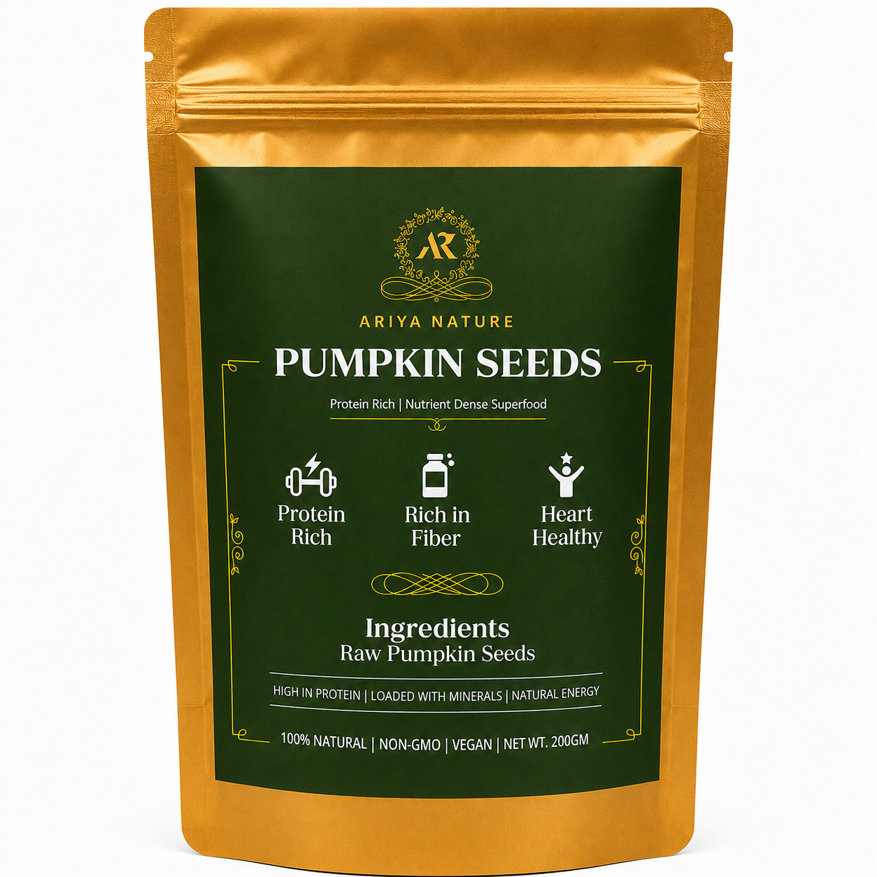 Ariya Nature Pumpkin Seeds 200 Gram| Premium Natural Non-GMO Raw Pumpkin Seeds