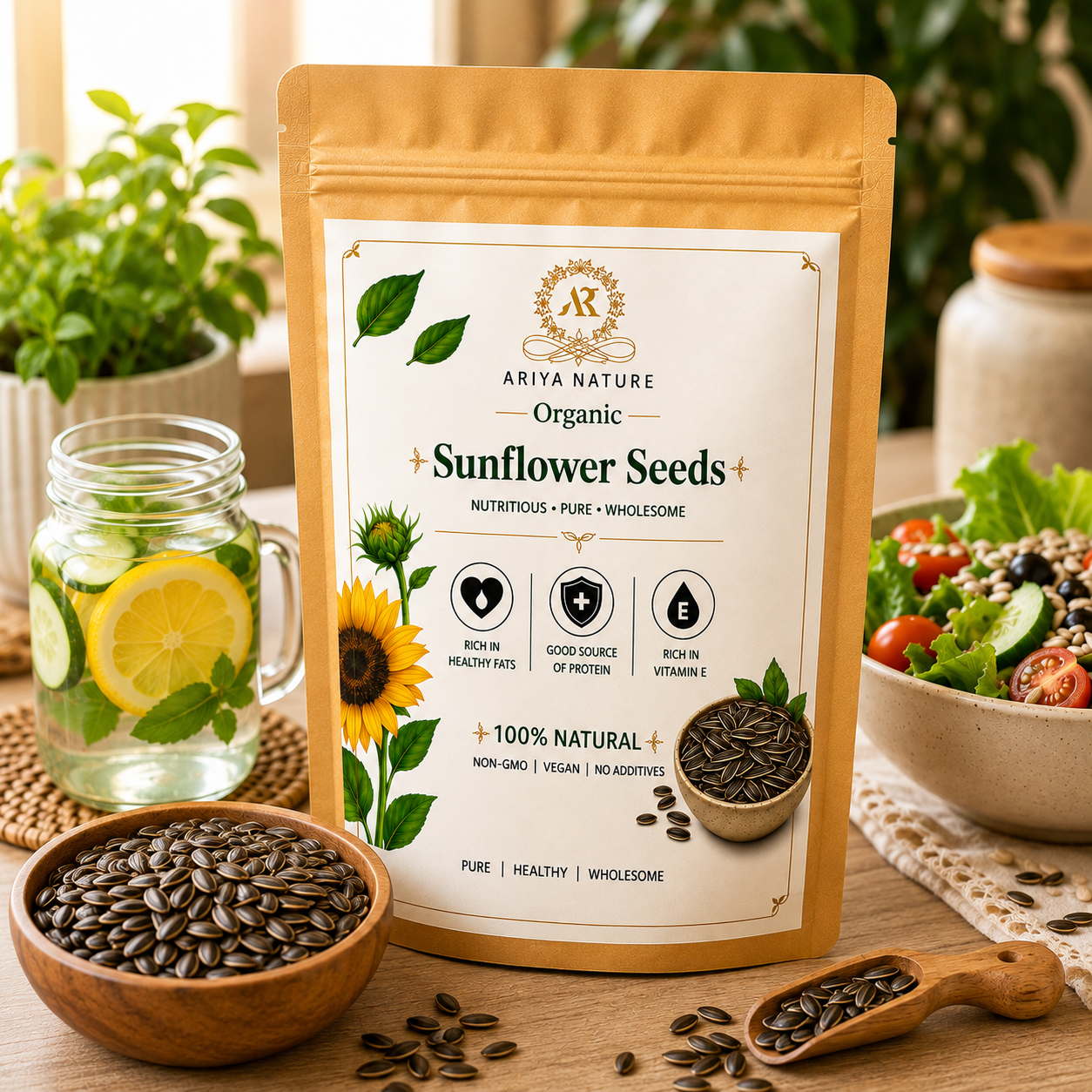 Ariya Nature Organic Sunflower Seeds 250 Gram| Natural, Vegan & Non-GMO Snack