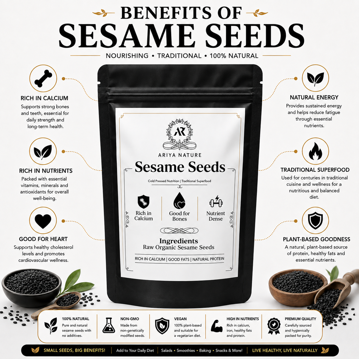 Ariya Nature Raw Sesame Seeds 250 Gram| Premium Natural Non-GMO Sesame Seeds