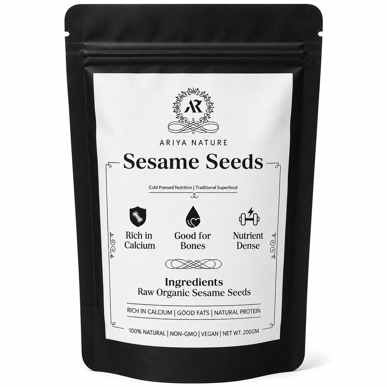Ariya Nature Raw Sesame Seeds 200 Gram| Premium Natural Non-GMO Sesame Seeds