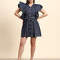 Ariya Threads Luna Polka Dot Denim Dress (Navy Blue)